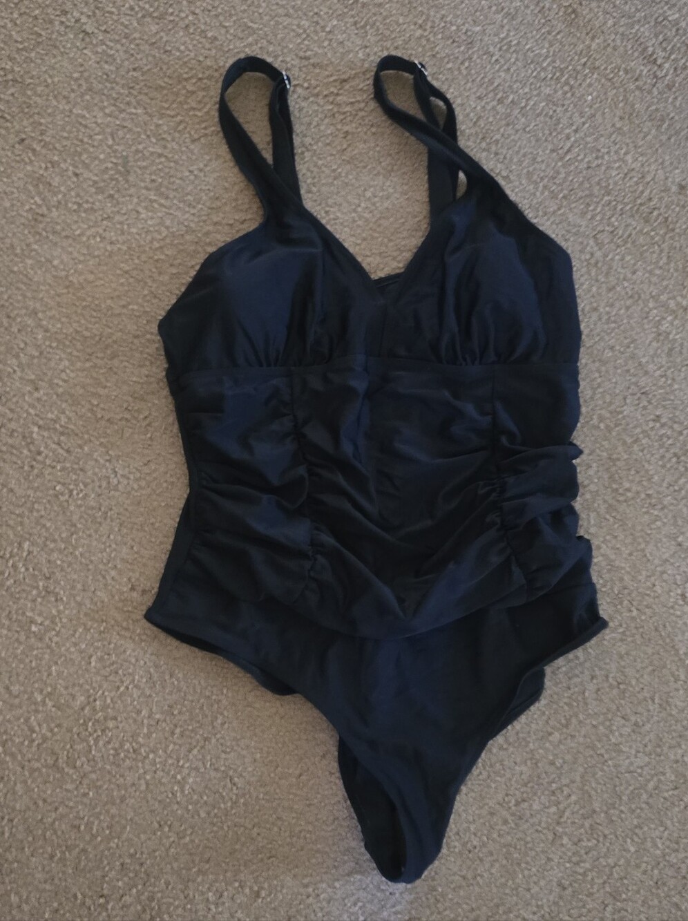Black Ruched One-Piece Swimsuit Size XL